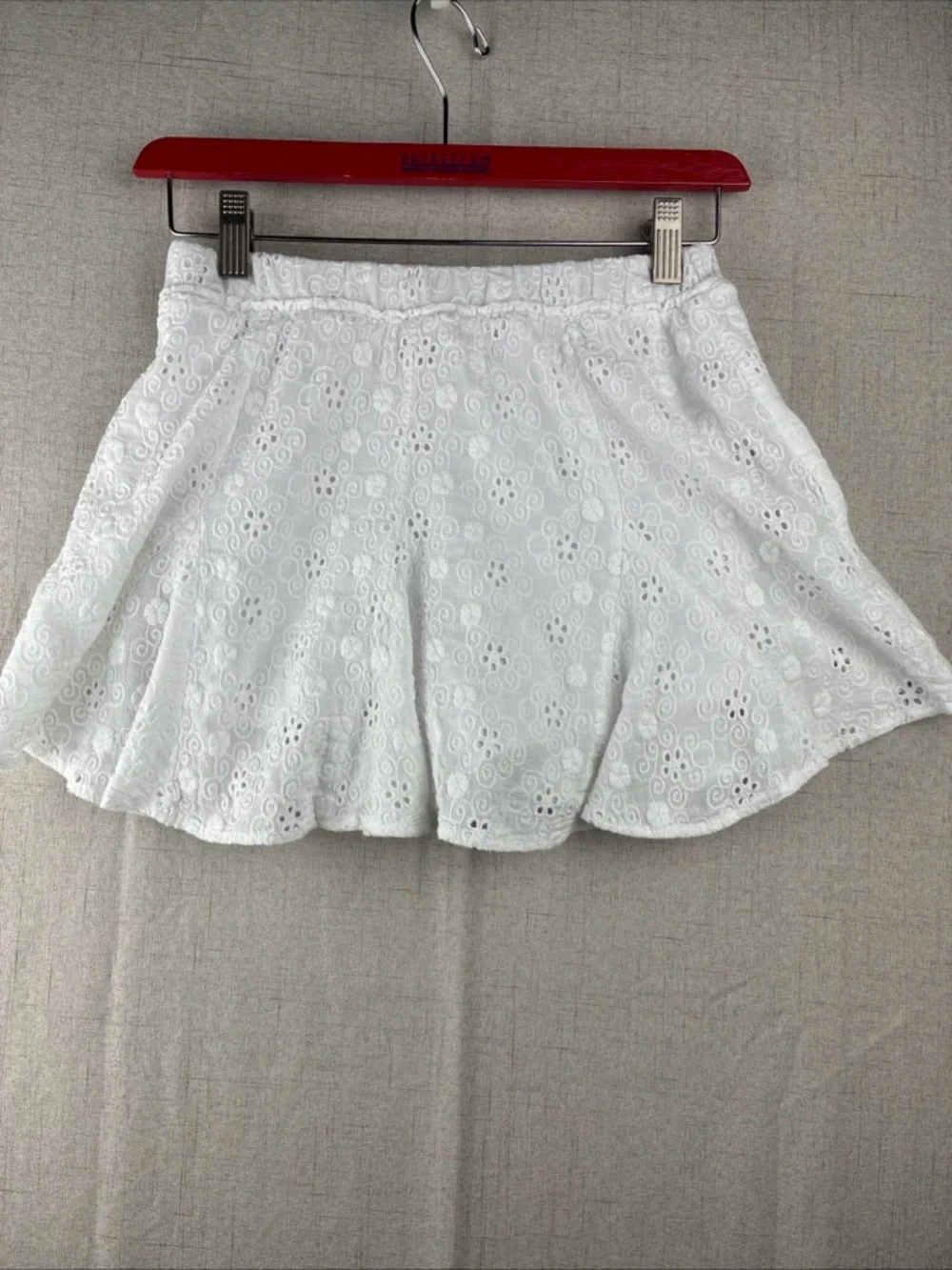 Stitch & Pine Girls White Eyelet L 14 Skort Soft Skirt Casual Active Cottagecore